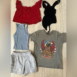 Red and Black Women's Tops Set